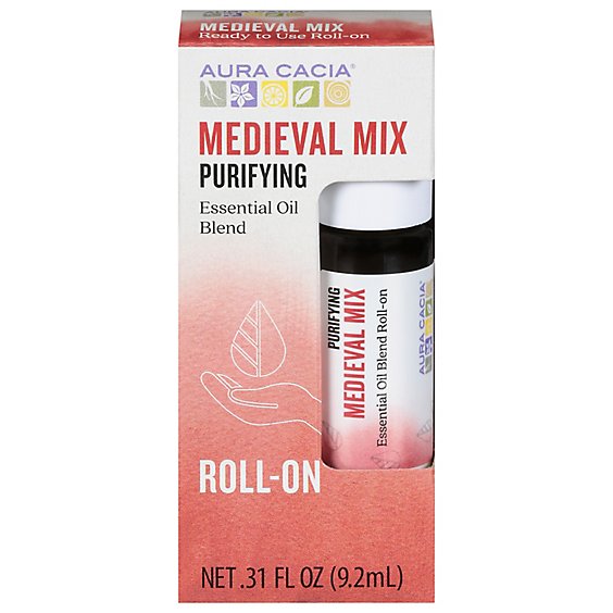 Aura Cacia Essential Oil Blend Roll On Cleansing Aroma Medieval Mix - 0.31 Fl. Oz.