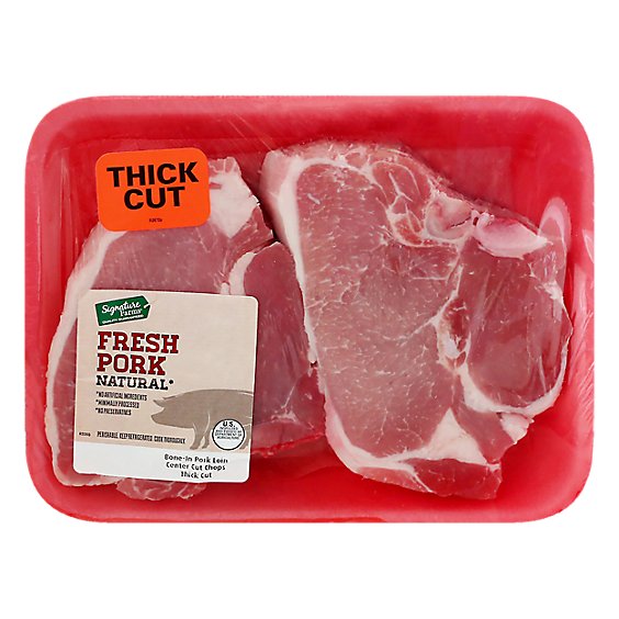 Pork Loin Center Cut Chops Bone In Thick Cut - 1.5 Lbs