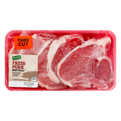 Pork Loin Center Cut Chops Bone In Thin Cut - 1.50 Lb - Image 1