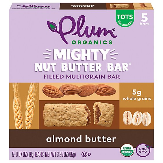 Plum Organics Mighty Nut Butter Bar Tots Almond Butter - 5-0.67 Oz