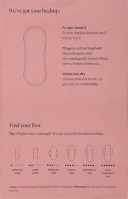 Cora Liners Organic Cotton Ultra Thin Light Absorbency Regular - 40 Count - Image 5