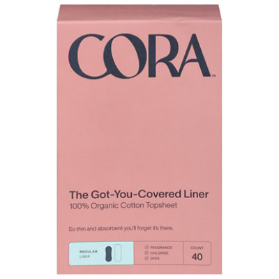 Cora Liners Organic Cotton Ultra Thin Light Absorbency Regular - 40 Count -  Carrs