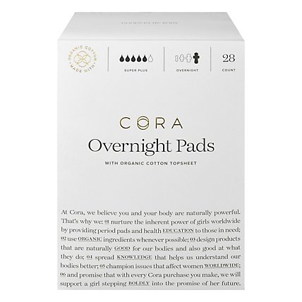 Cora Pads Organic Cotton Super Absorbency Overnight - 28 Count - Image 3