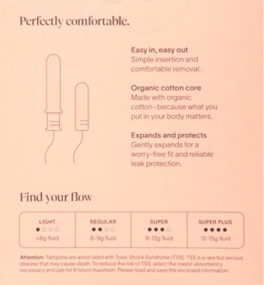 Cora Tampons Premium Organic Cotton With Compact Applicators Super - 16 Count - Image 5