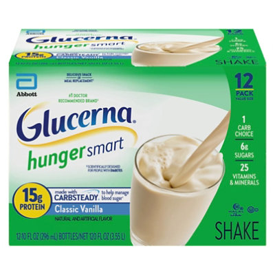 Glucerna Hunger Smart Diabetes Nutritional Shake Ready To Drink Homemade Vanilla - 12-10 Fl. Oz.