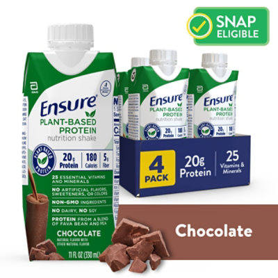 Ensure Plant Based Protein Nutrition Shake Ready To Drink Chocolate - 4-11 Fl. Oz. - Image 1