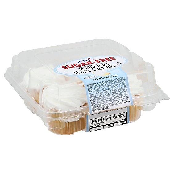 Ann Maries Sugar Free White Iced White Cupcakes - 8 Oz