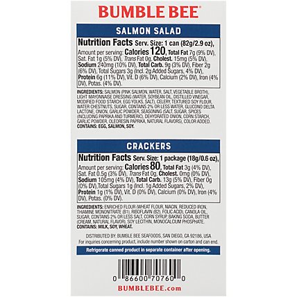 Bumble Bee Snack On The Run Salad Salmon With Crackers - 3.5 Oz - Image 6