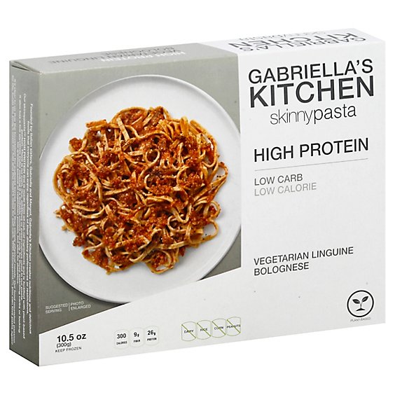 Gabriellas Kitchen Skinnypasta Entree High Protein Vegetarian Linguine Bolognese - 10.5 Oz