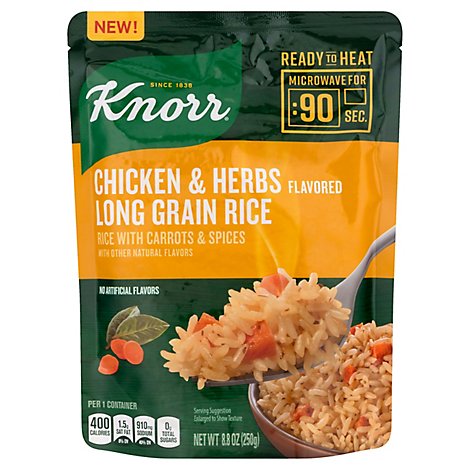 Knorr Rice Ready To Heat Long Grain Rice Chicken & Herbs Flavored - 8.8 Oz