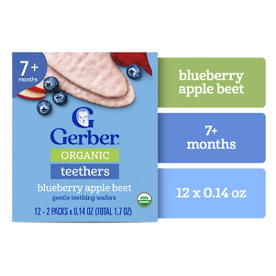 Gerber Organic Teethers Blueberry Apple Beet 7+ Months 12 Count - 1.7 Oz