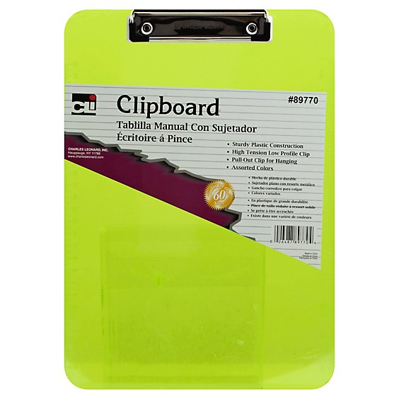 CLi Clipboard Plastic Letter Size - Each