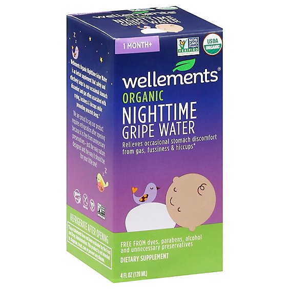 Wellements Organic Gripe Water Nighttime 1 Month+ - 4 Fl. Oz.