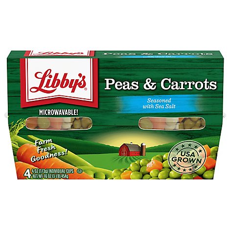 Libbys Peas & Carrots Lightly Seasoned With Sea Salt Cups - 4-4 Oz