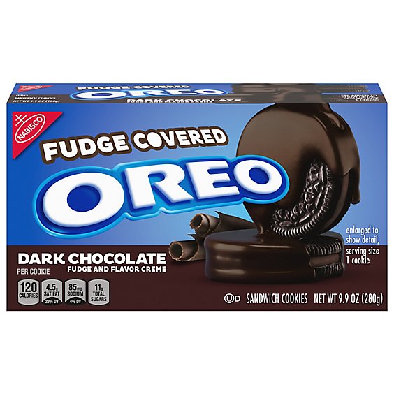OREO Sandwich Cookies Fudge Covered Dark Chocolate - 9.9 Oz