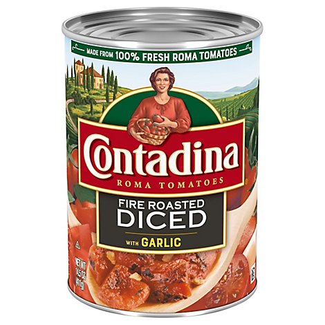 Contadina Tomatoes Fire Roasted Diced With Garlic - 14.5 Oz