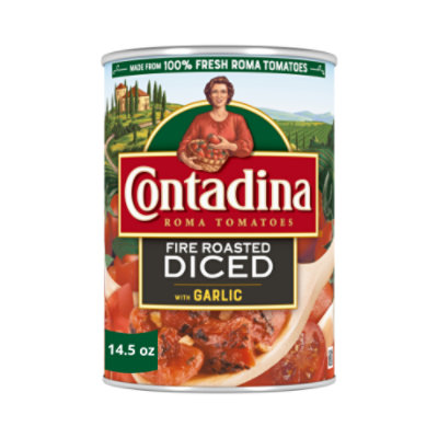 Contadina Tomatoes Fire Roasted Diced With Garlic - 14.5 Oz
