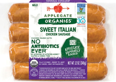 Applegate Organics Chicken Sausage Sweet Italian - 12 Oz - Image 2