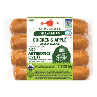 Applegate Organics Chicken Sausage Chicken Apple - 12 Oz - Image 1