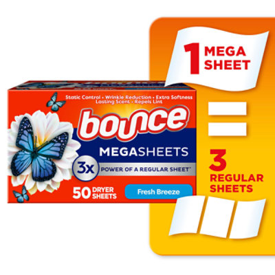 Bounce WrinklGuard Fresh Scent Mega Outdoor Dryer Sheets - 50 Count