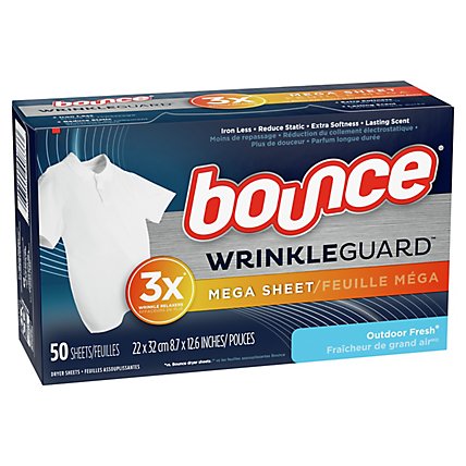 Bounce WrinklGuard Fresh Scent Mega Outdoor Dryer Sheets - 50 Count - Image 2