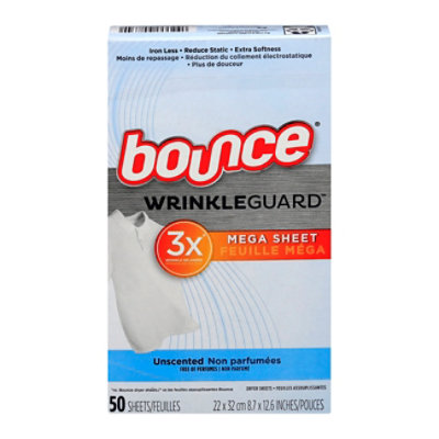 Bounce WrinkleGuard Dryer Sheets Mega Unscented - 50 Count - Image 3