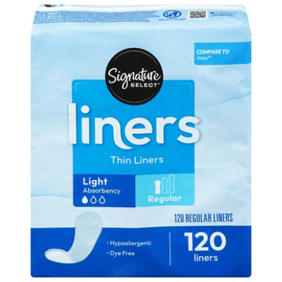 Signature Select/Care Unscented Regular Light Absorbency Thin Liners - 120 Count