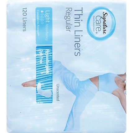 Signature Care Unscented Regular Light Absorbency Thin Liners - 120 Count