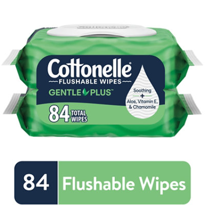 Cottonelle GentlePlus Flushable Wipes with Aloe & Vitamin E 2 Flip-Top Packs - 42 Count