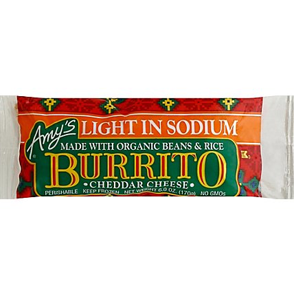 Amys Burrito Organic Light In Sodium Cheddar Cheese - 6 Oz - Image 2