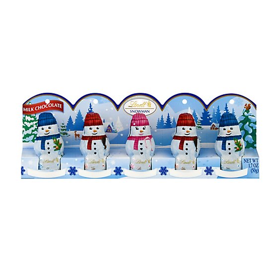 Lindt Holiday Mini Snowman Milk Chocolate Candy - 5-1.7 Oz