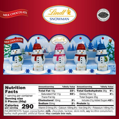 Lindt Holiday Mini Snowman Milk Chocolate Candy - 5-1.7 Oz - Image 4