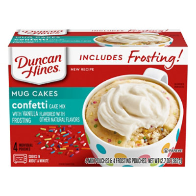Duncan Hines Mug Cakes Mix With Vanilla Frosting Confetti Cake 4 Count - 12.7 Oz