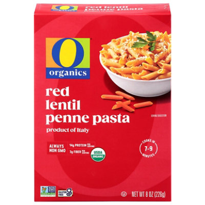 O Organic Pasta Penne Red Lentil - 8 Oz