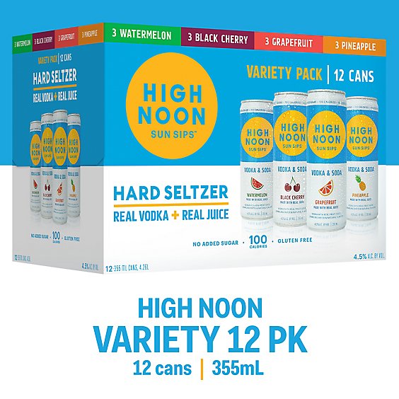 High Noon Seltzer Hard Vodka & Soda Variety Pack - 12-12 Oz