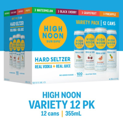 High Noon Seltzer Hard Vodka & Soda Variety Pack - 12-12 Oz