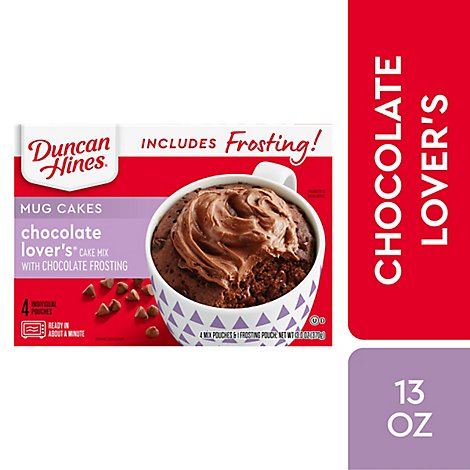 Duncan Hines Mug Cakes Mix With Chocolate Frosting Chocolate Lovers 4 Count - 13 Oz