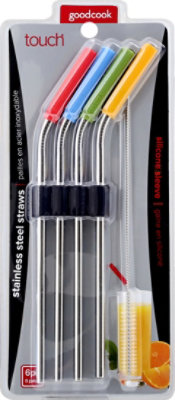 Good Cook Touch Straws Stainless Steel Silicone Sleeve - 6 Count - Image 2