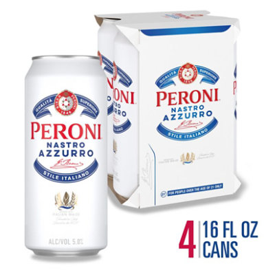 Peroni Nastro Azzurro Pale Lager Beer 5% ABV Cans - 4-16 Fl. Oz. - Image 1