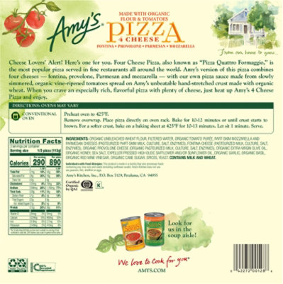 Amys Pizza 4 Cheese Frozen - 12 Oz - Image 6