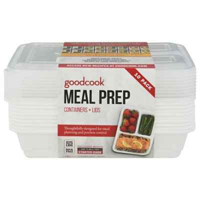 GoodCook Containers + Lids Meal Prep 3 Compartment 4 Cup - 10 Count - Image 3