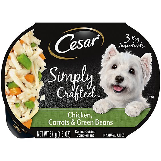 Cesar Simply Crafted Chicken Carrots And Green Beans Topper Adult Wet Dog Food - 1.3 Oz