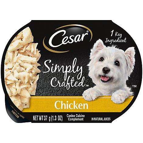 Cesar Simply Crafted Adult Meal Topper Chicken Wet Dog Food Tubs - 1.3 Oz
