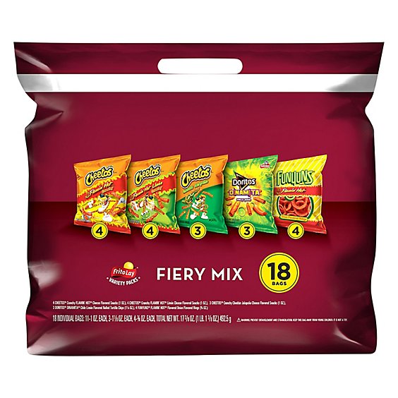 Frito Lay Snacks Fiery Mix Variety Pack 17.375 Oz - 18 Count