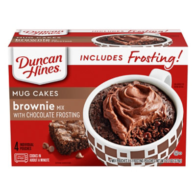 Duncan Hines Mug Cakes Mix With Chocolate Frosting Brownie 4 Count - 13.2 Oz