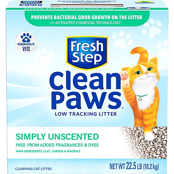 Fresh Step Clean Paws Simply Unscented Cat Litter - 22.5 Lb