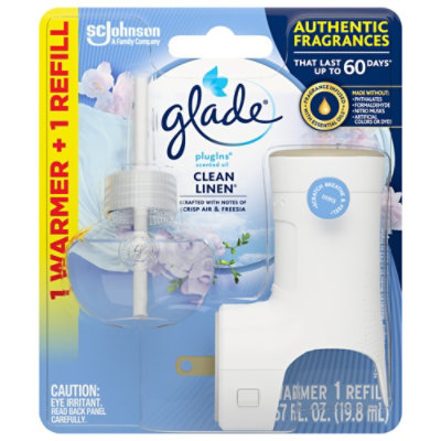 Glade PlugIns Scented Oil Warmer + Refill Clean Linen - 0.67 Fl. Oz.