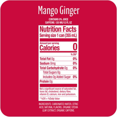 Zevia Mango Ginger Zero Sugar Energy Drink - 12 Fl. Oz. - Image 2