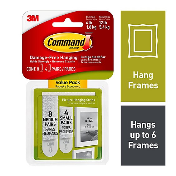3M Command PiCounture Hanging Strips Small & Medium Value Pack - 12 Count