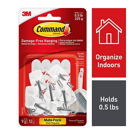 Command 3M Wire Hooks Small White Multi Pack - 9 Count